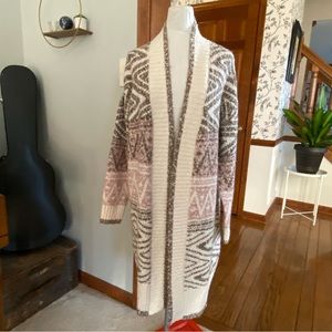 🆕 Joie cardigan Aztec open front duster cozy plush sweater size medium NWT